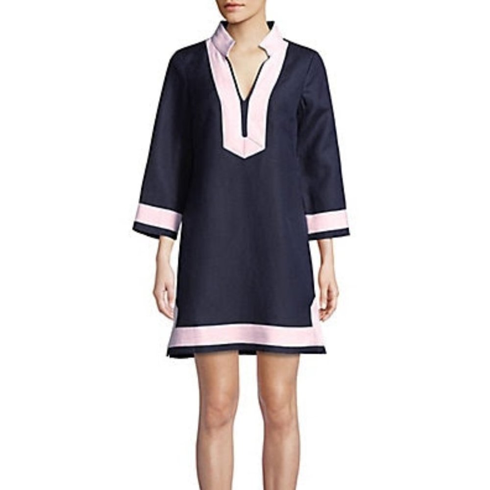 NWT Eliza J Quarter-Sleeve Shift Dress Size 4 Navy